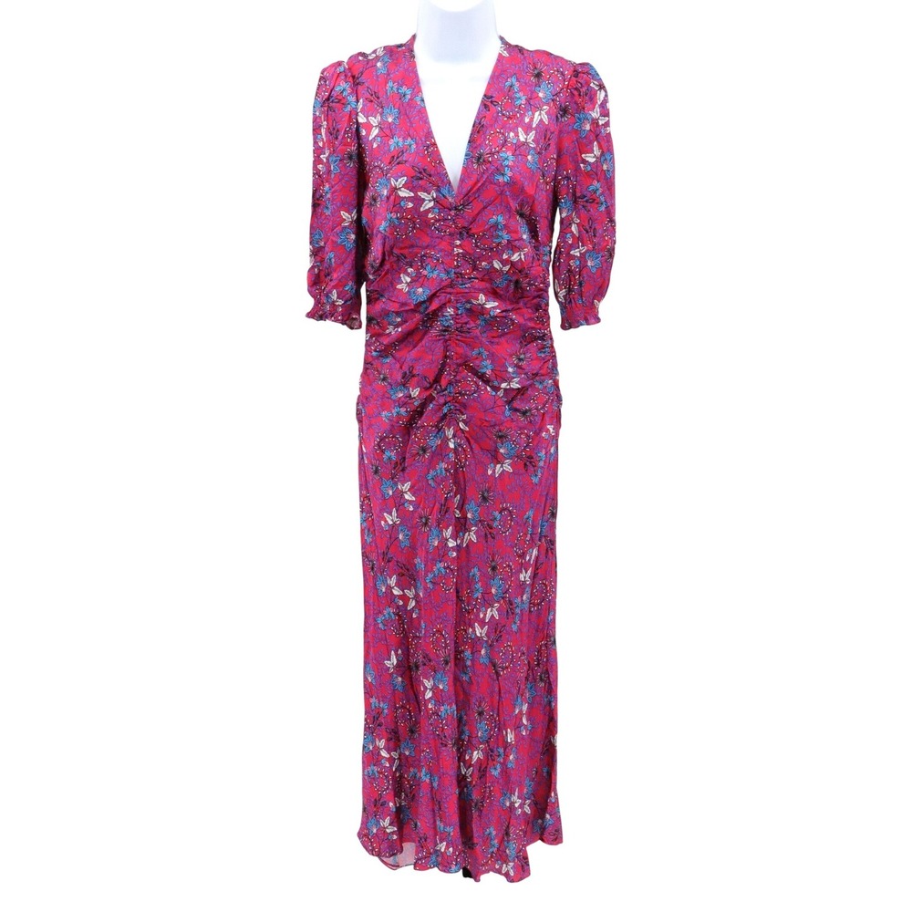 ME+EM Fuchsia Floral Wrap-Style Midi Dress - Picture 2 of 10